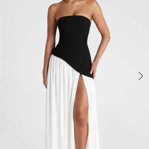 Chic Strapless Black and White Dress